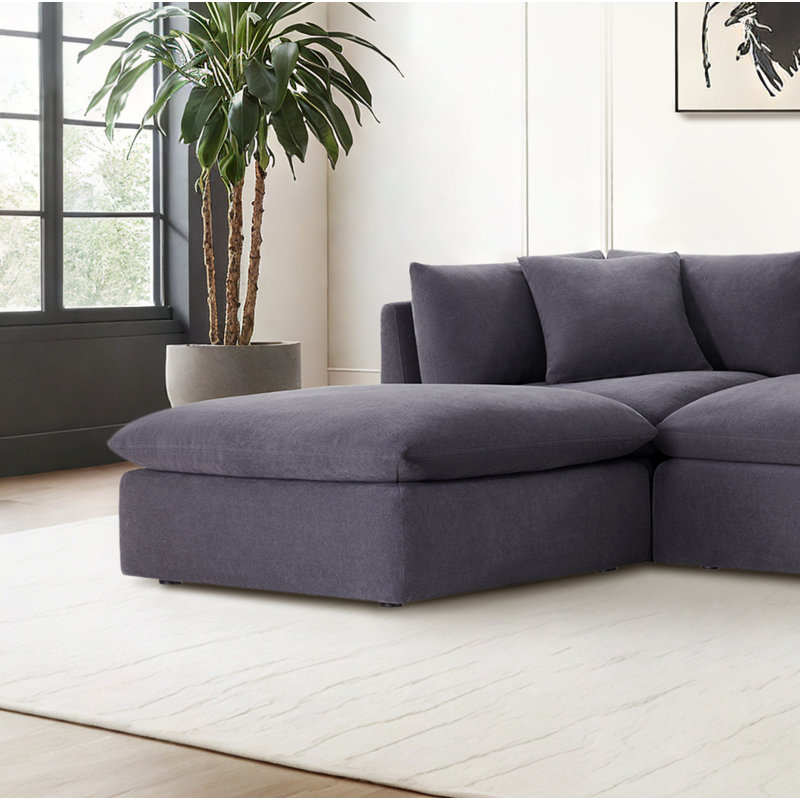 Annabella 41" Upholstered Ottoman, Willow Zinc Performance Chenille