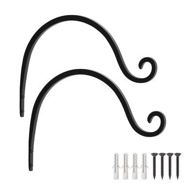 Ensemble de 2 cintres à plantes, porte-plantes suspendus de 20 cm avec crochets de plafond, cintres à plantes d'intérieur et d'extérieur pour mangeoires à oiseaux, paniers à plantes, noir