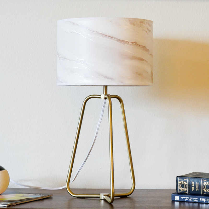 Boltuch MARBLE PATTERNED CYLINDER LAMPSHADE TABLE LAMP