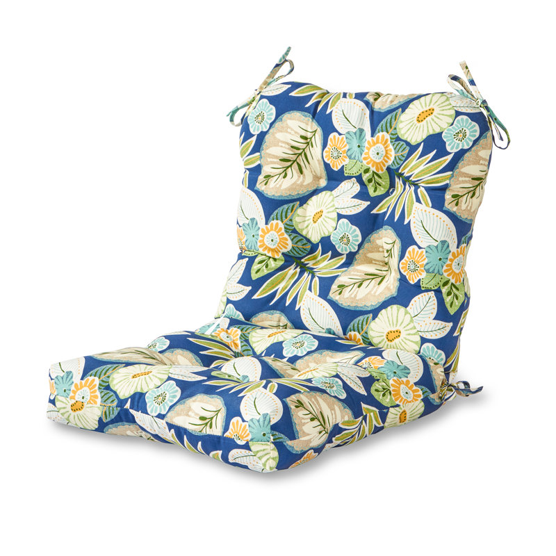 Coussin de chaise d'extérieur Lester, 1, Marlow bleu à motif floral, H 21 po x l 21 po x P 21 po