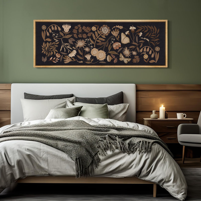 «Vibrant Wildflower Lush Summer Garden Blooming Trees Antique Retro Colorful Room Extra Large Wall Decor», reproduction encadrée