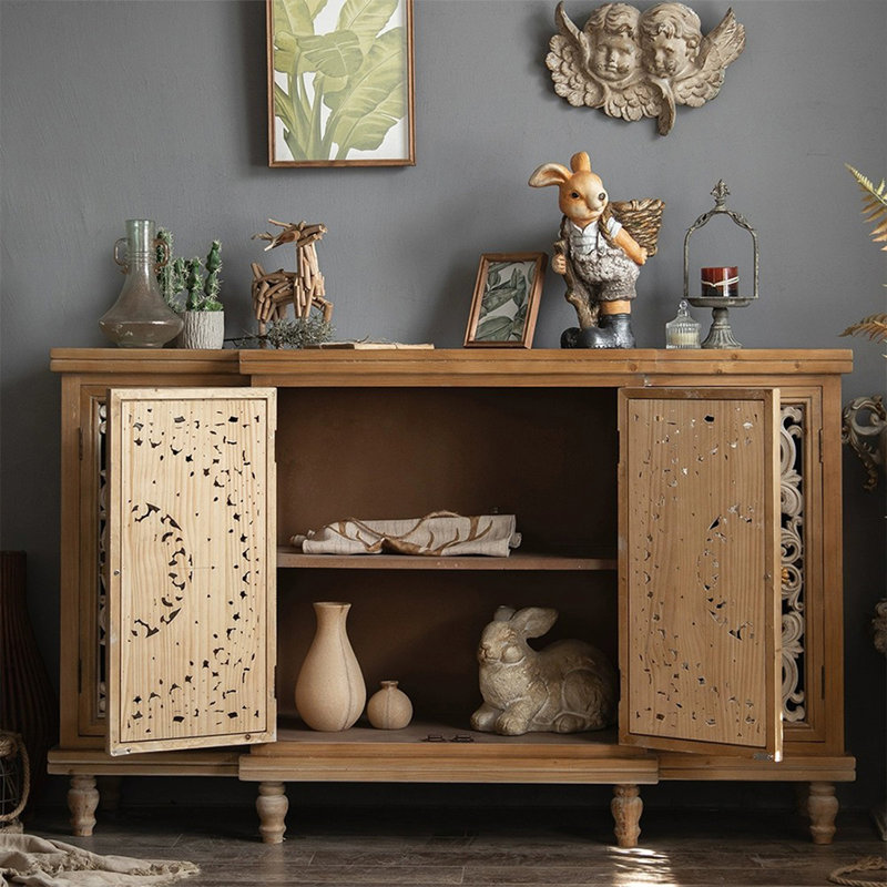 Brown Solid Wood Shoe Cabinet