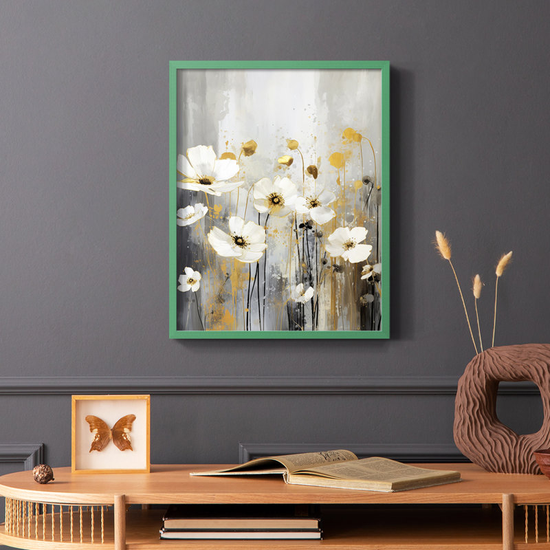 Série FLORAL CDIV - reproduction encadrée de qualité supérieure - prête à être accrochée - aucun clou requis, Vert