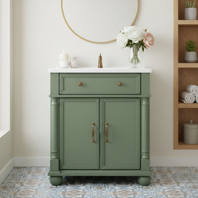 30" Mid-Century Freestanding Vanity with Roman Column Base