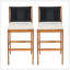 Tabourets de bar d'extérieur en bois d'acacia (ensemble de 2), chaises à hauteur de bar en teck avec coussin crème et dossier en osier noir, tabourets à hauteur de comptoir pour patio, bord de piscine, îlot de cuisine-1588293592-1588293593