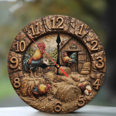 Clock Numbers Farm Scene