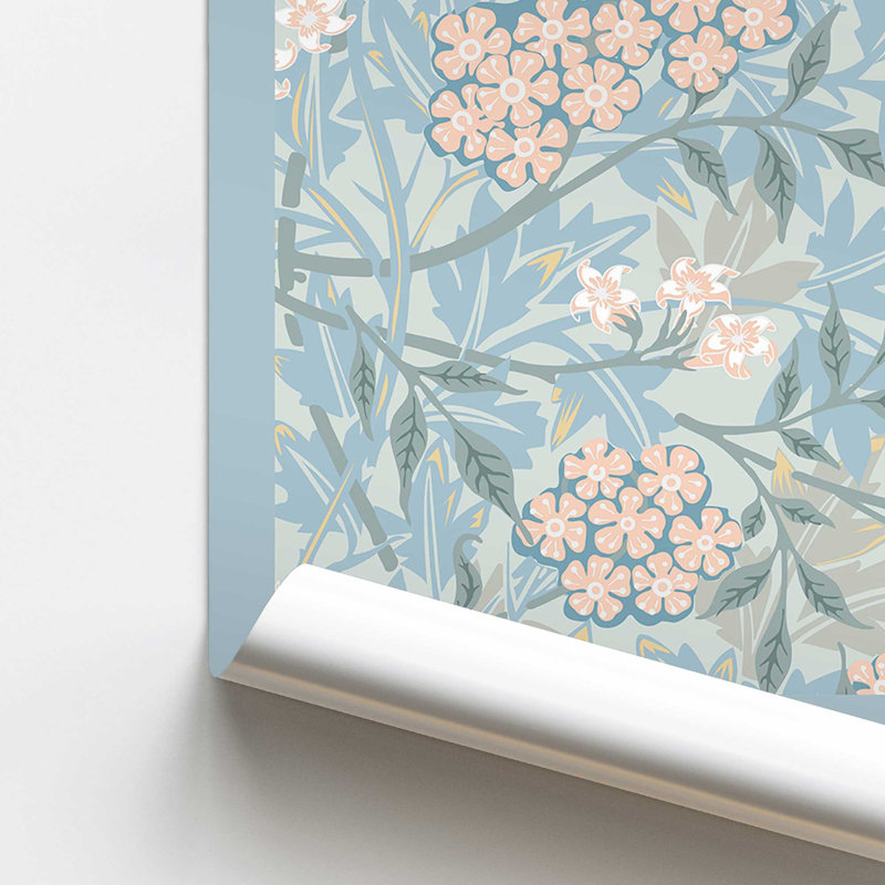 Imprimé jasmin bleu pâle par William Morris, H 16 po x l 12 po, Sans couleur