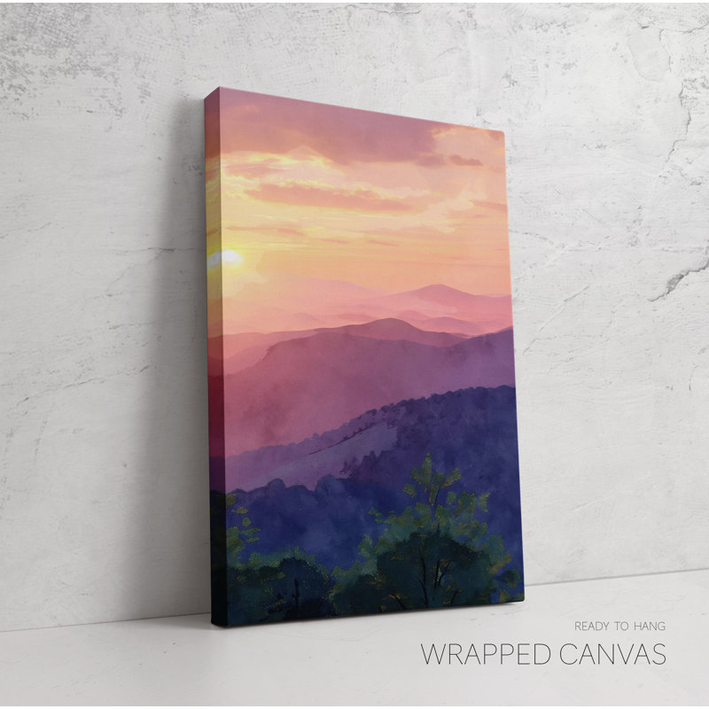 «Blue Ridge Mountains Watercolor National Park», affiche au-dessus de lit, art mural très grand, Affiche non encadrée
