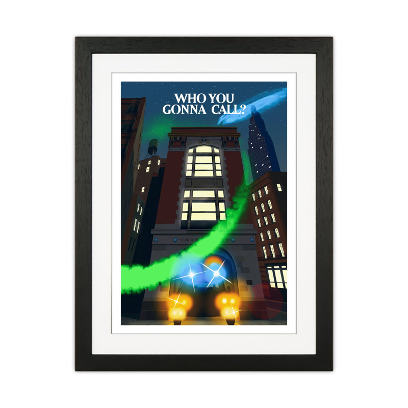 Ghostbusters Night by Richard O'Neill - Print, 53.5cm H x 43.5cm W x 3cm D, Black Framed
