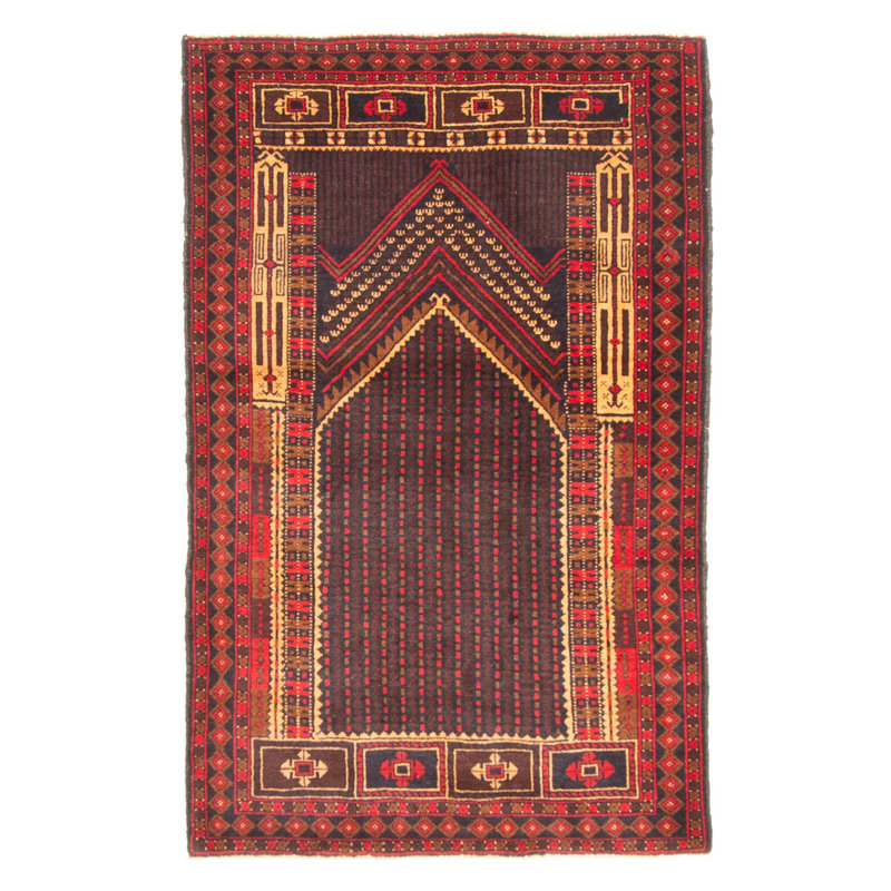 Tapis brun Teimani 2 pi 11 po x 4 pi 8 po