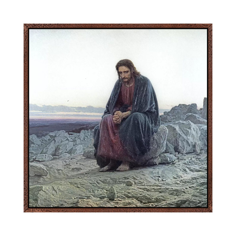 Christ in the Wilderness, 1873 1 Piece Painting on Canvas, 66.04cm H x 66.04cm W x 3.81cm D, Classic Brown Wood Framed
