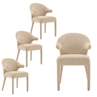 Ensemble de 4 chaises de salle à manger rembourrées avec accoudoirs Boucle