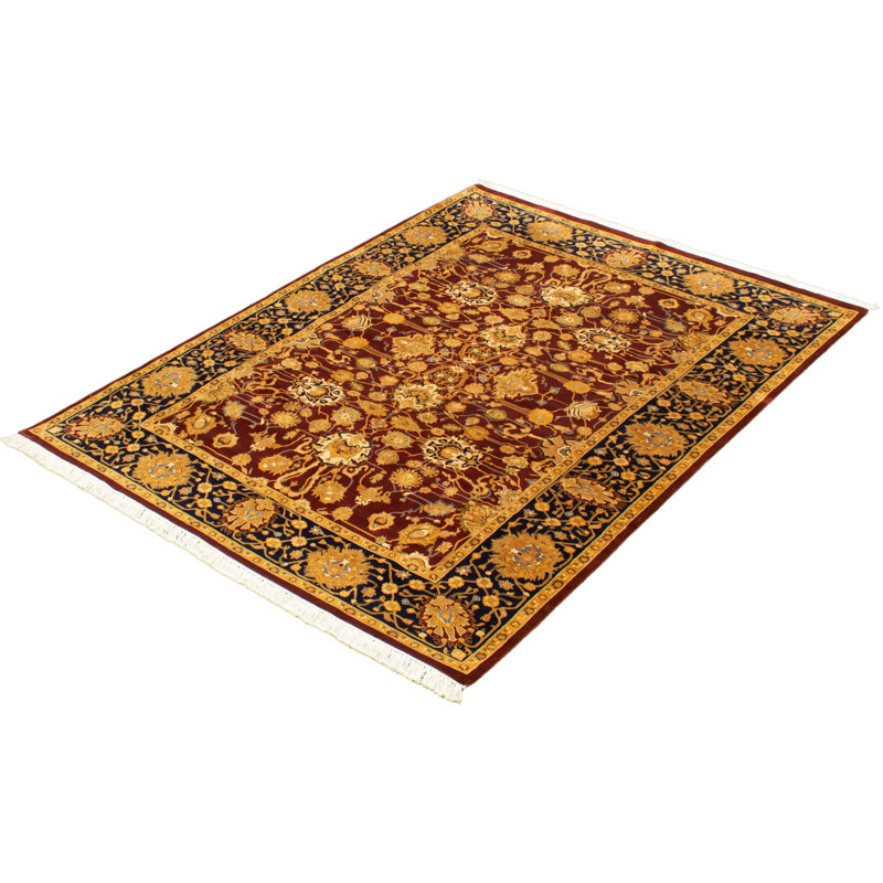 Tapis décoratif en laine noué à la main de conception unique noué à la main new age de style persan 18/20 rouge foncé 6 pi 1 po x 8 pi 6 po