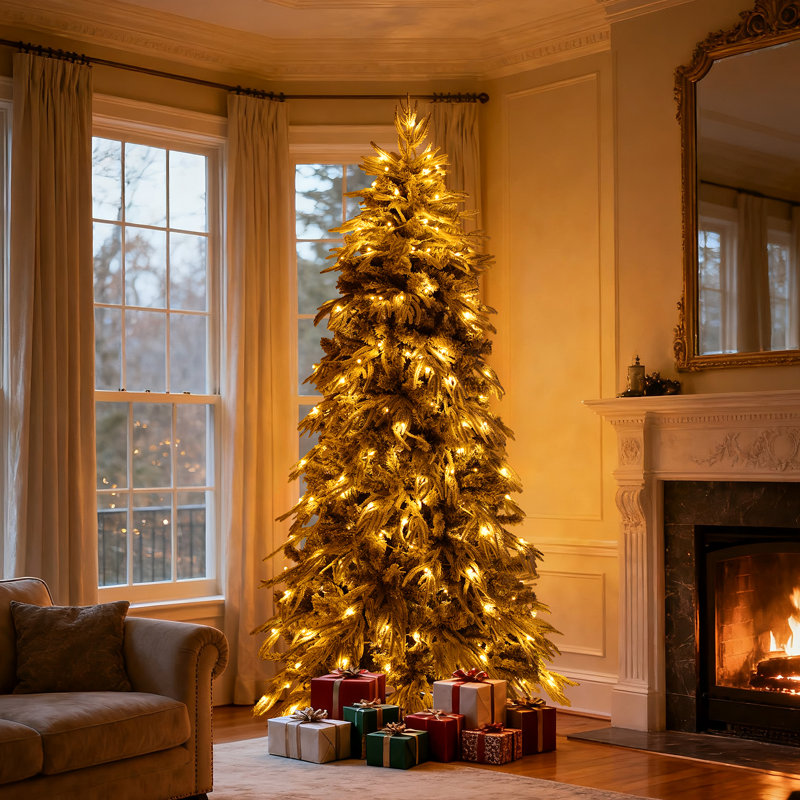 Arbre de Noël artificiel mince enneigé 8 pi Willow