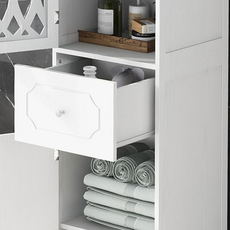 Grande armoire de rangement autoportante avec tiroir et portes Danielys, Blanc