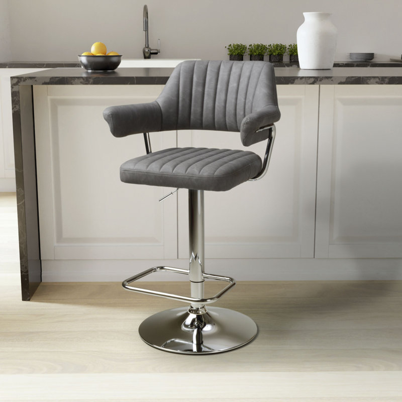 Comesana Swivel Upholstered Adjustable Height Counter Stool, Charcoal