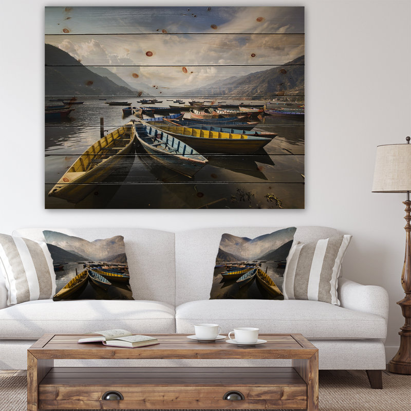 « pokhara lakeside bateau », photographie, H 30 po x l 40 po x P 1,5 po, Bois