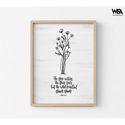 Word Of Our God, Framed Isaiah 40:8 Bible Quote Decor, Floral Poster, Flower Drawings Wall Decor, Floral Illustration Art