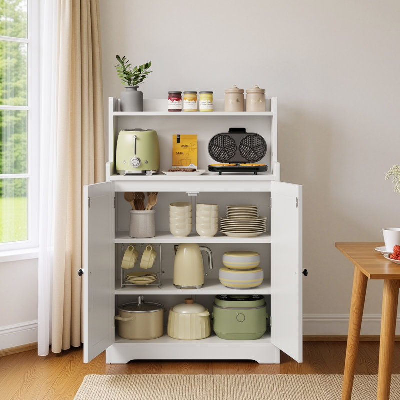 Freestanding Bathroom Storage Cabinet – Adjustable Shelves & Guardrail Top