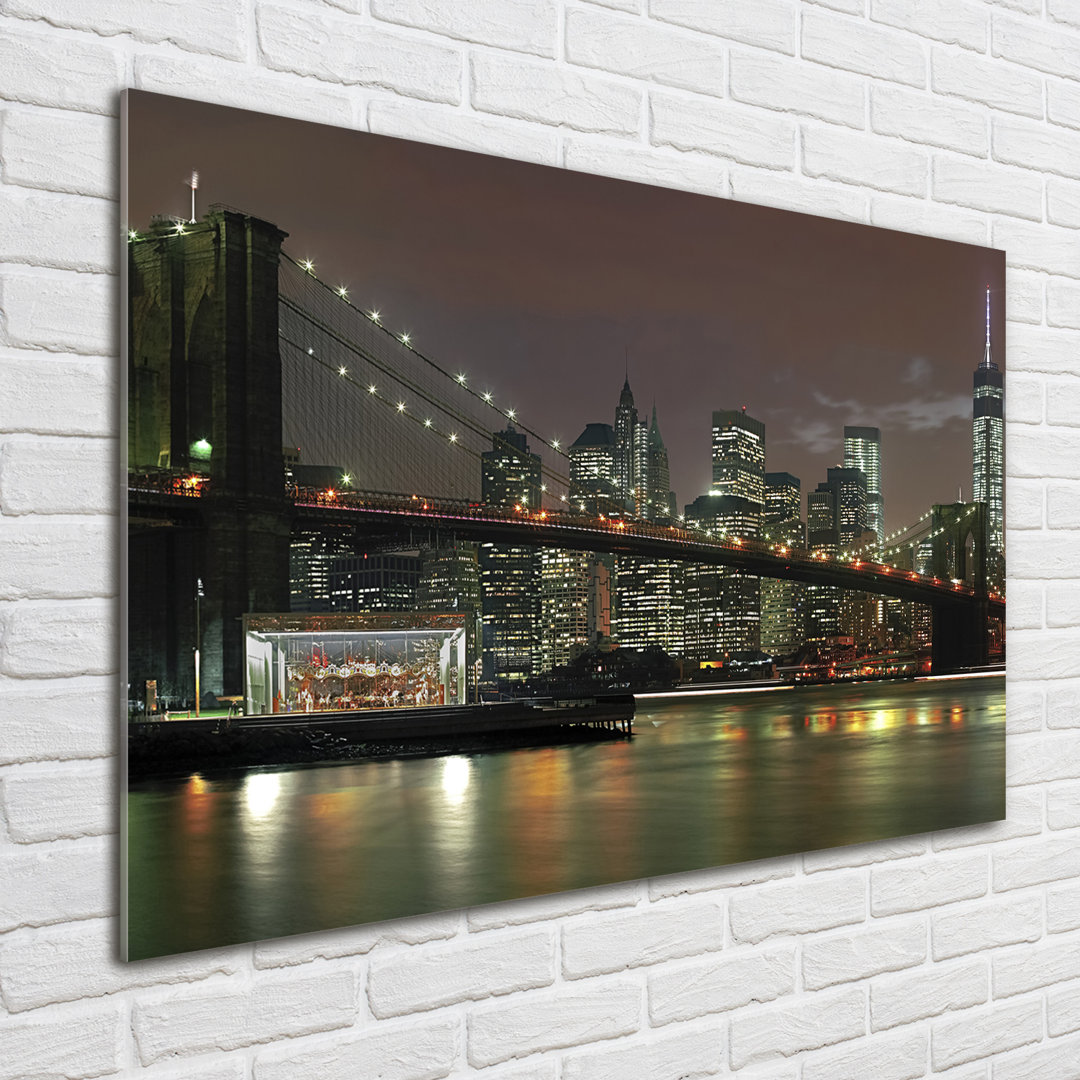 Glasbild New York bei Nacht