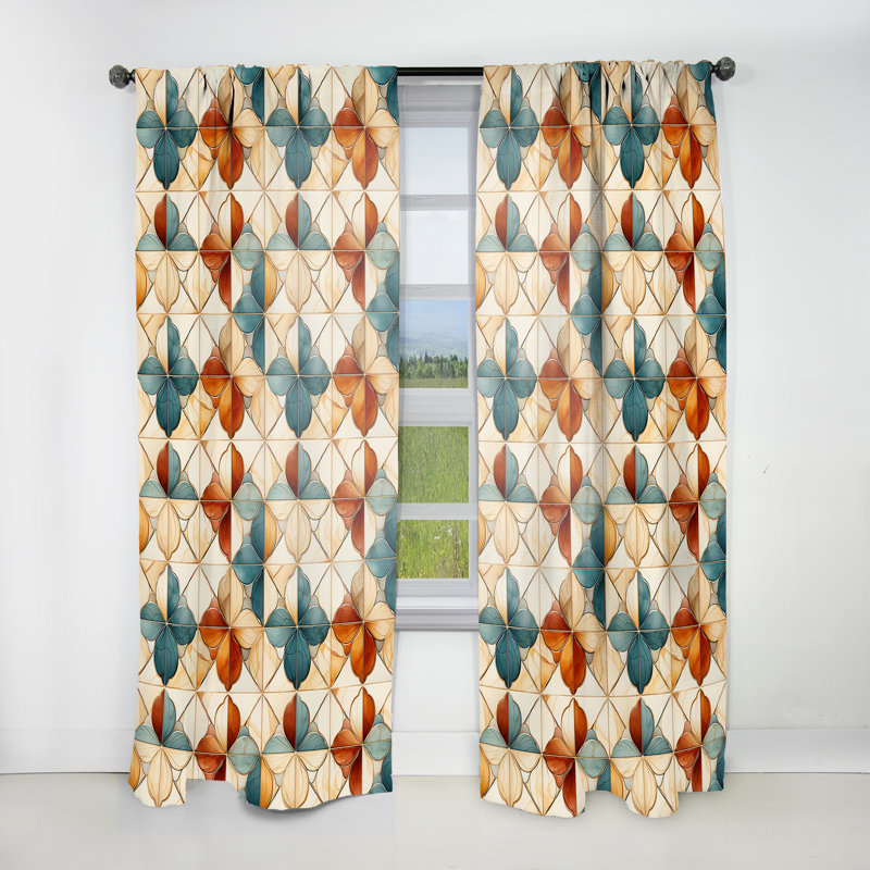 Harmonie de carreaux damassés Earth Tones - rideau en velours bohémien - obscurcissant - 1 panneau, L 52 po x L 95 po
