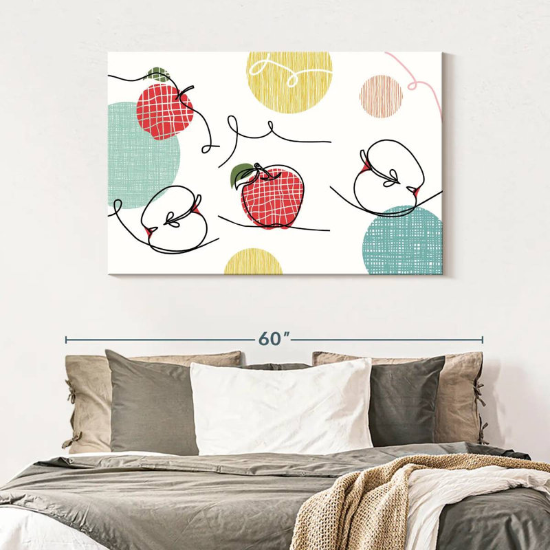 Yarlin One Line Apples, 32" H x 48" W