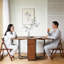150cm Walnut Folding Dining Table with Casters, Wood Top and 2 Drawers, Frame