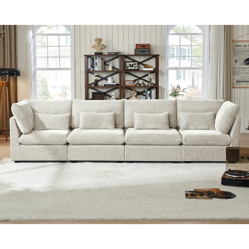 Canapé modulaire surdimensionné à 4 places en chenille surdimensionné avec canapé-lit extra profond et méridienne certifié FSC