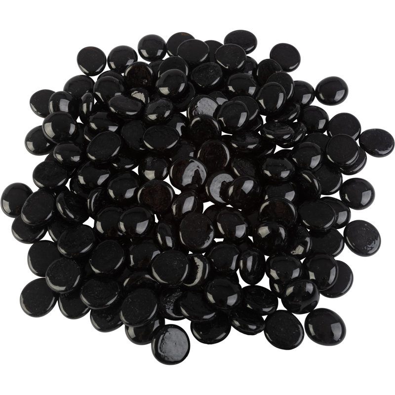 Kortlynn 10lbs Fire Pit Glass Rocks - 3/4-Inch Glass Marbles, Black