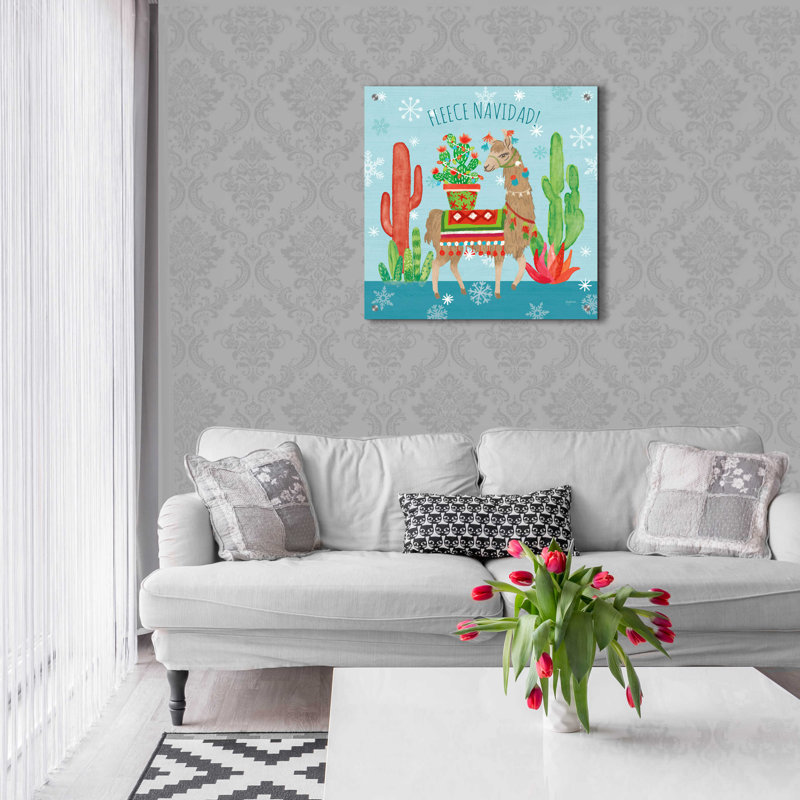 «Lovely Llamas Christmas III» par Mary Urban, acrylique, H 24 po x l 24 po x P 0,2 po