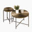 Ensemble de tables basses et tables de bout à motif 2 pièces - Panneau de fibres à densité moyenne imperméable avec revêtement en PVC, conception cylindrique vieillie, pieds en métal noir - Charme rustique classique-988414050
