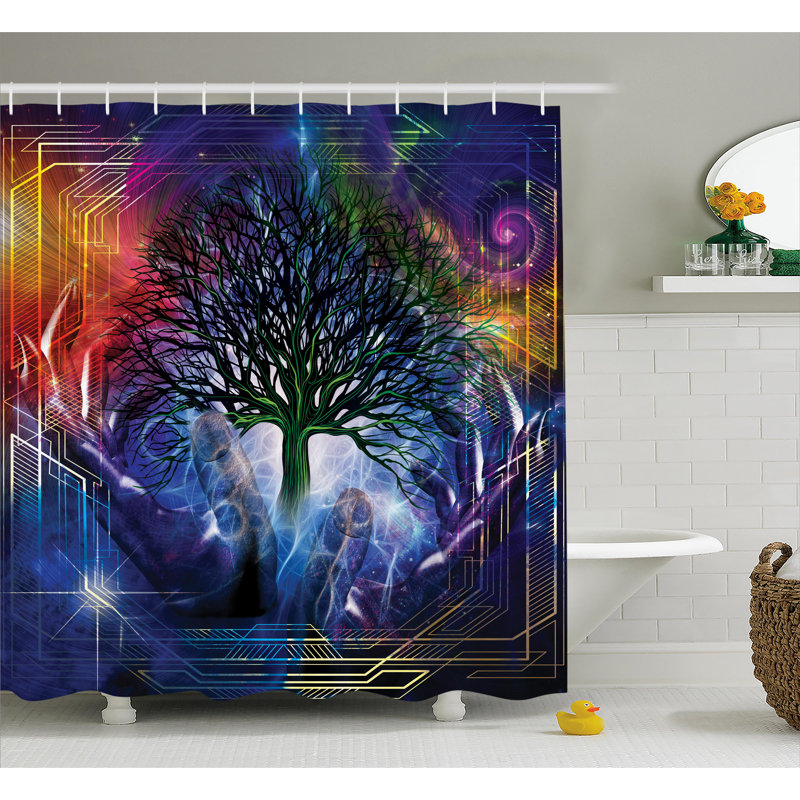 Rideau de douche simple sans arbre en feuille hippie, H 84 po x l 69 po