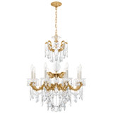 La Scala 8 Light 25in x 34in Chandelier in Florentine Bronze with Clear Radiance Crystals