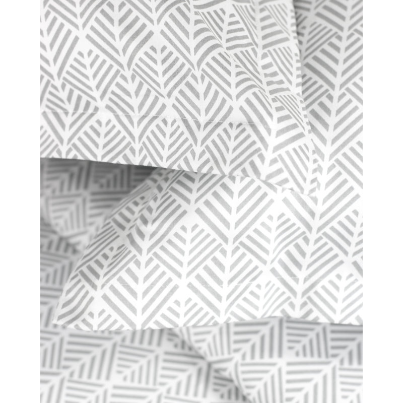 Arrows Satin Geometric Shapes Duvet Cover, Twin, Gray/White