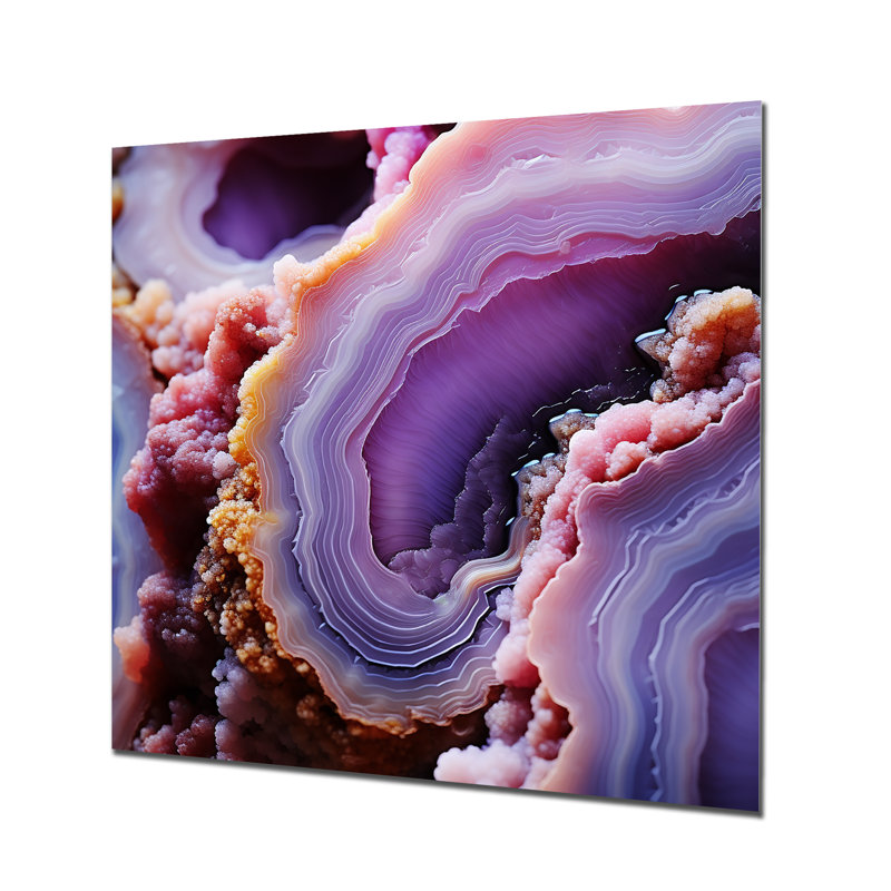Géode mauve améthyste - Art mural en métal, H 36 po x l 36 po