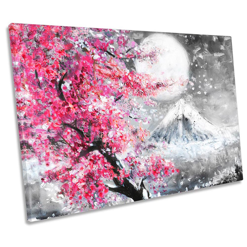 Japan Pink Blossom Landscape Framed - Wrapped Canvas Print, 40.6cm H x 61cm W x 2cm D