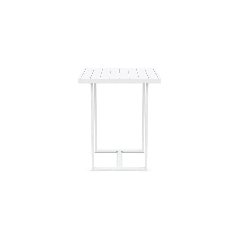 Pavia Power Coated Aluminum Bar Table, Matte White, 35.23" W x 35.23" L x  42.13" H