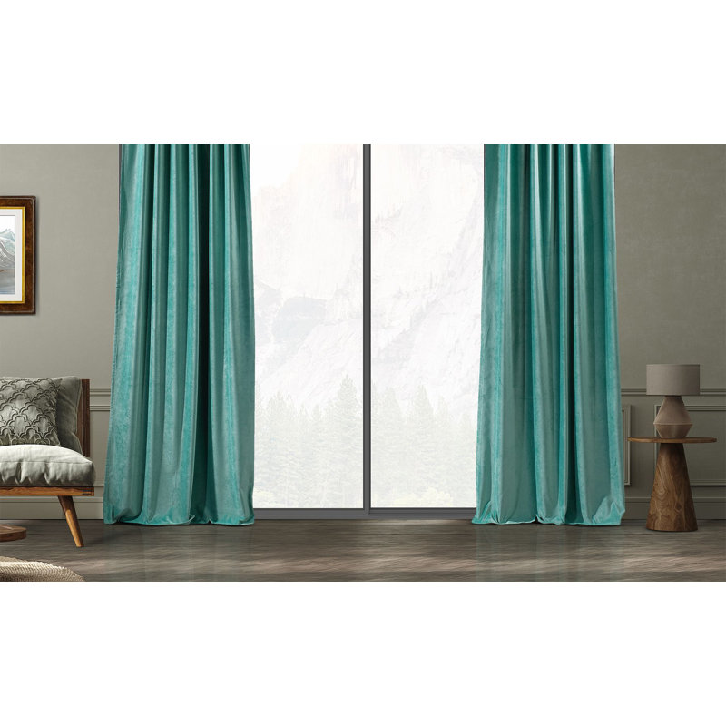 Blackout Single Curtain Panel, Turquoise, 260cm Width x 325cm Drop