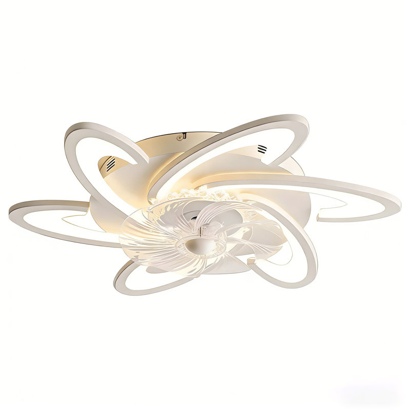 26.4" Flush Mount Ceiling Fan with Light for Bedroom & Low Ceiling, LED Remote & APP Control, 6-Speed, Dimmable, Reversible