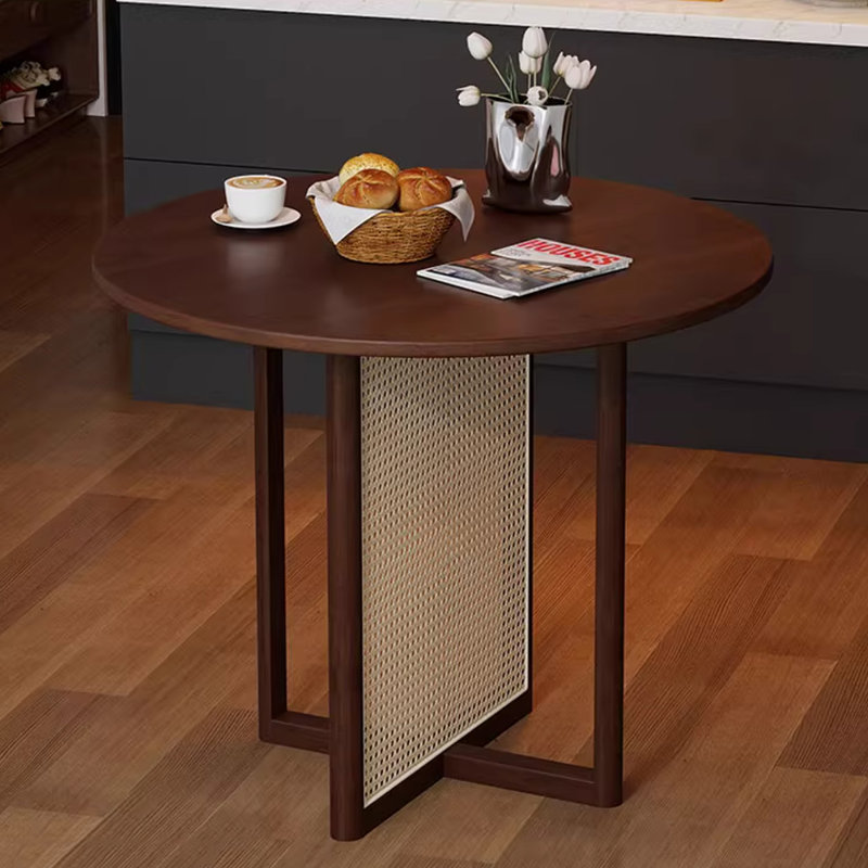 Walnut Round Solid Wood Dining table, 29.53"H x 39.37"L x 39.37"W