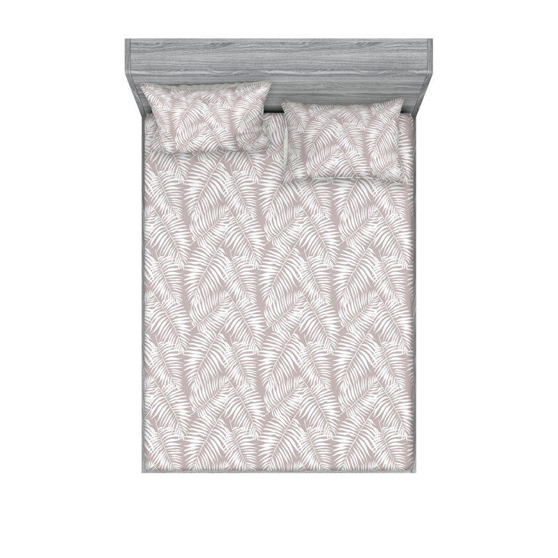  Ensemble de draps en microfibre Floral, Ensemble de draps pour grand lit avec 2 taies d'or, Taupe chaleureux