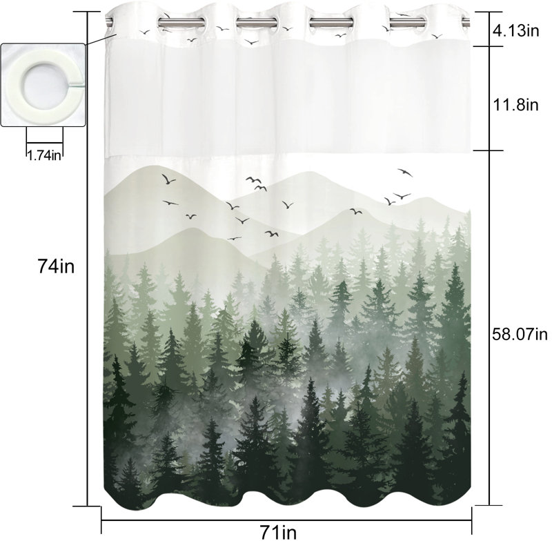 Rideau de douche avec doublure Jadaisha, Vert