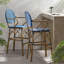 Ensemble de 2 tabourets de bar d'extérieur en aluminium, finition en bambou avec motif tissé-1160404378