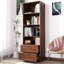 Bibliothèque avec tiroirs, hauteur 70,87 po, 4 tablettes, moderne, bureau à domicile, salon, bureau