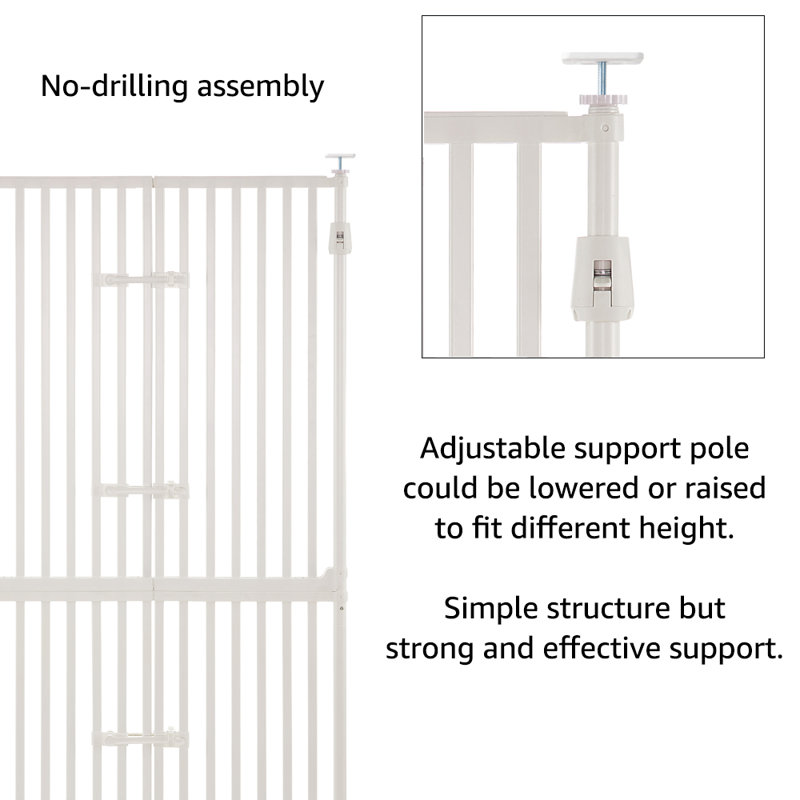 188 cm Extra Tall Auto-Close Pressure-Fit Safety Gate for Cats and Dogs Fits 87-92 cm Openings