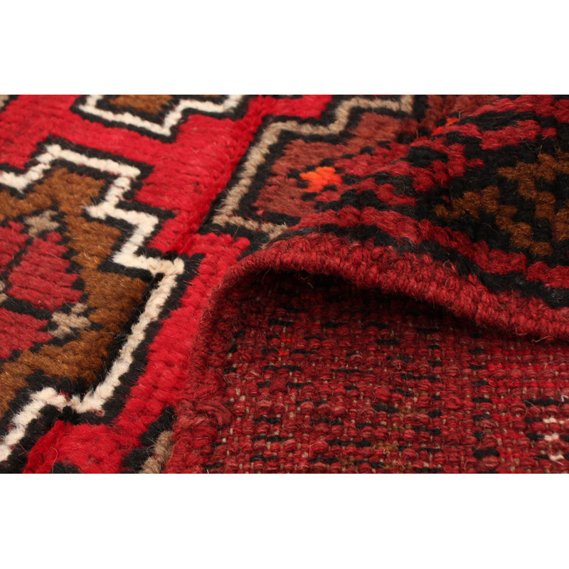Tapis décoratif en laine de conception unique noué à la main new age esari rouge/brun 3 pi 5 po x 5 pi 1 po
