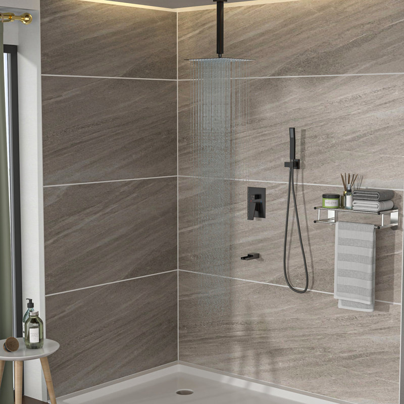 Douche de plafond avec bec de baignoire en cascade et filetage standard américain - système de bronze à débit d'huile de 1,8 gal / min