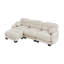 Canapé modulaire en L beige avec repose-pieds en chenille beige, canapé modulaire plissé avec accoudoirs et coussins ronds