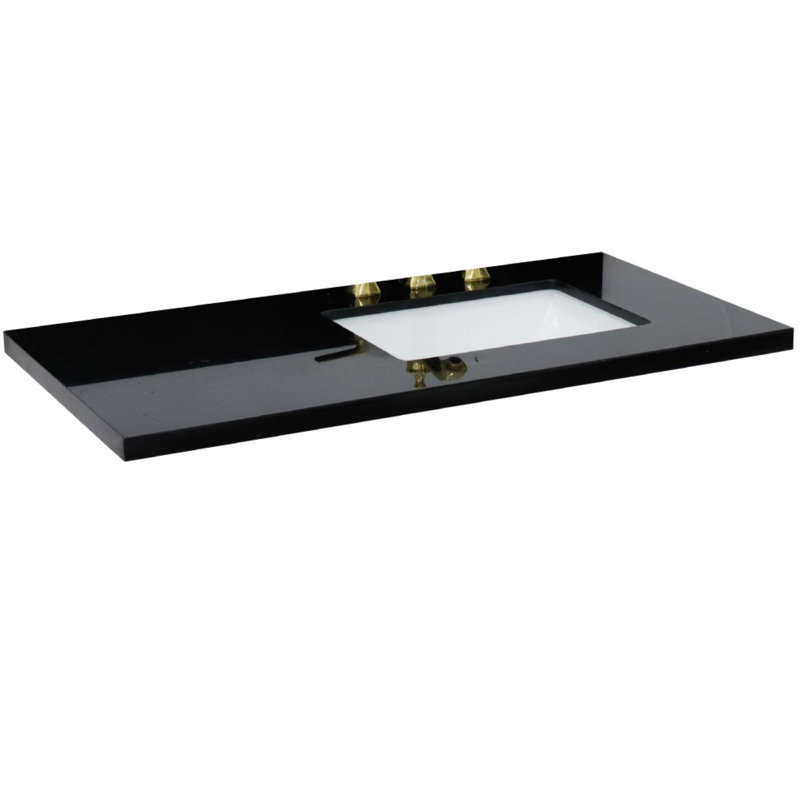 Plateau de meuble-lavabo simple 43 po avec lavabo, Granite noir Galaxy