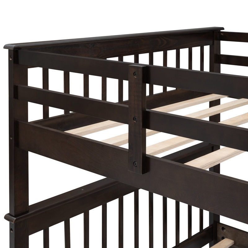 Dahlia Rustic Bunk Bed With Storage And Safe Staircase, Full Over Full, Espresso